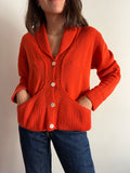 Cardigan arancione pura lana