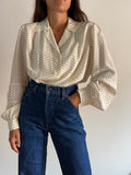 Camicia di seta panna mini fantasia