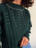 Maglione intrecciato verde bottiglia