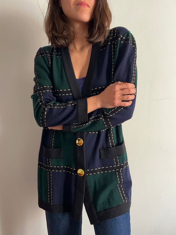 Cardigan verde e blu