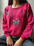 Maglione fuxia fiori