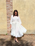 PRE ORDINE • Abito lungo con cintura crepe bianco