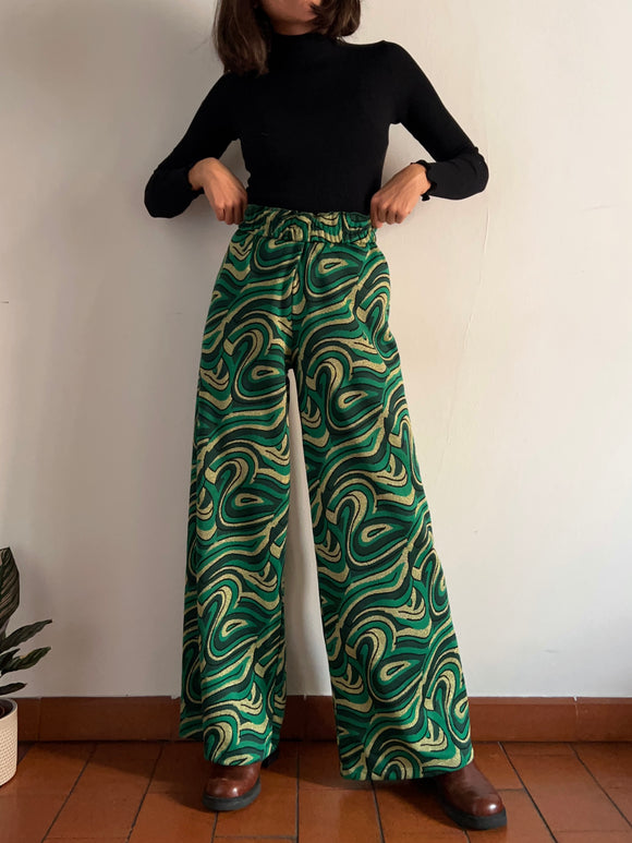PRE ORDINE • Panta palazzo stile Missoni verde