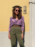 Camicia aperta lilla a fiori