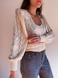 Cardigan giapponese bianco con ricami