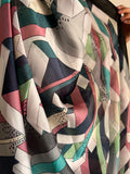 Maxi foulard di seta geometrico bordo nero
