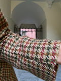 Blazer pied de poule beige e bordeaux