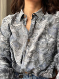 Camicia fiorata grigia