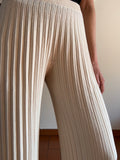 Pantalone plissé in maglia panna
