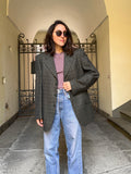 Blazer maschile petrolio quadretto beige