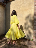 PRE ORDINE • Abito lungo con cintura crepe lime