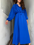 Abito lungo con cintura bluette