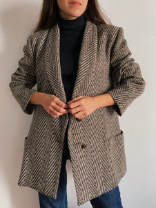 Blazer lungo marrone spigato