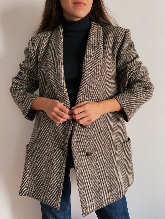 Blazer lungo marrone spigato