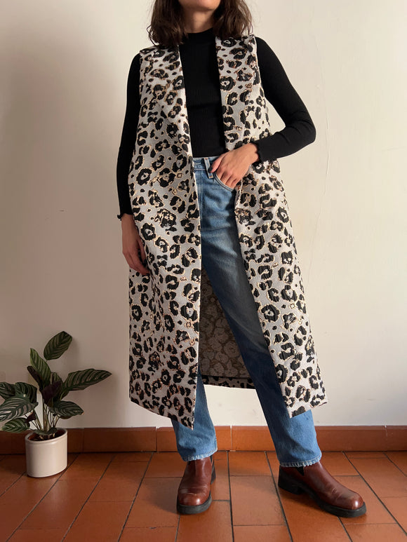 Gilet lungo animalier