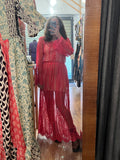 PRE ORDINE • Abito lungo pizzo fuxia