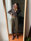 Pantalone maschile di lana verde-marrone
