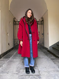 Cappotto Loden bordeaux con cappuccio