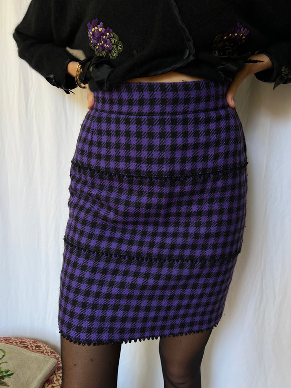 Gonna corta quadretti viola Celestina Vintage