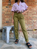 Pantaloni in denim verde oliva