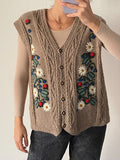 Gilet beige ricamato