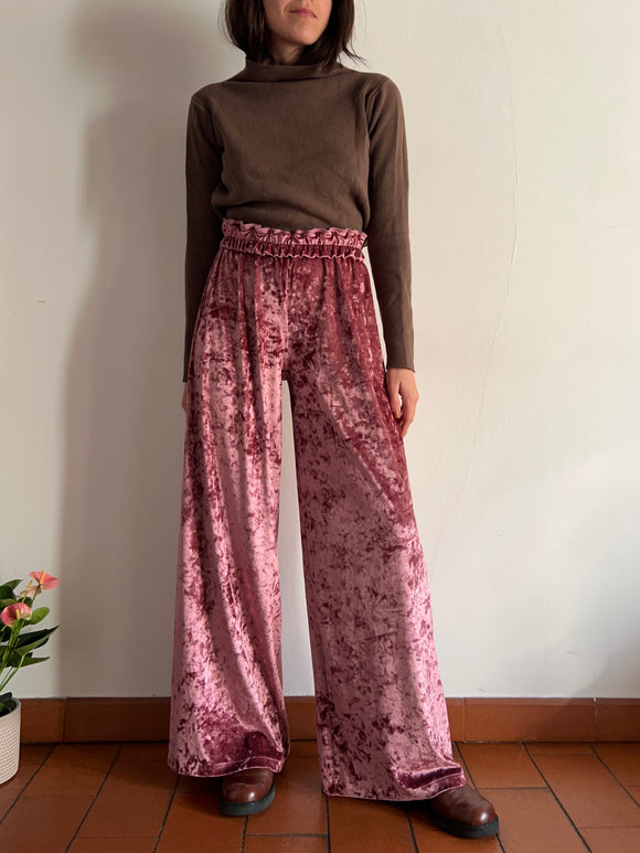 Panta palazzo di ciniglia rosa