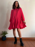 PRE ORDINE • Abito corto con cintura fuxia