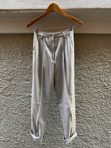 Pantaloni taglio maschile beige bouclé multicolor
