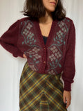 Cardigan bordeaux fiori