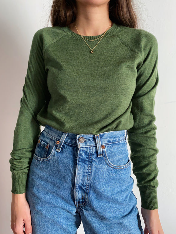 Maglione girocollo basic verde