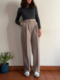 Pantalone con pince beige