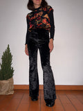 Pantalone a zampa ciniglia nero
