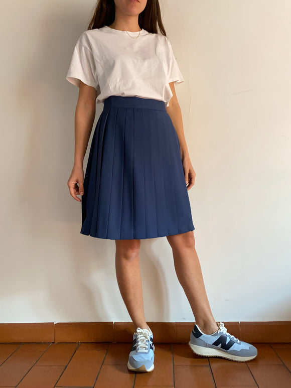 Gonna a pieghe bluette