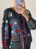 Cardigan ricamato con fiori