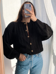 Cardigan nero intrecciato