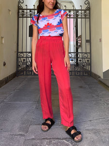 Pantaloni rossi di cupro