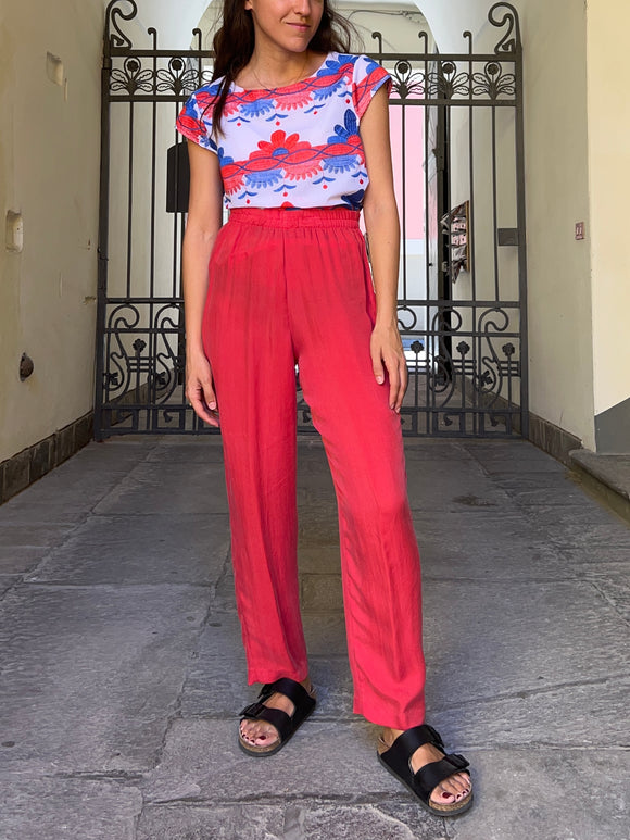 Pantaloni rossi di cupro