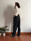 Pantalone con pince nero • M