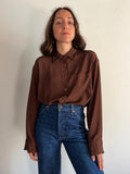 Camicia sartoriale pura seta marrone