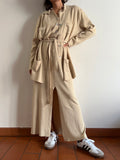 Completo in maglia di cotone panna
