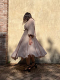 Abito lungo con cintura crepe beige