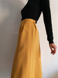 Gonna pantalone gialla di lana