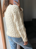Maglione di lanona panna intrecciato fatto a mano lavorazione noccioline
