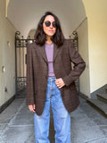 Blazer maschile marrone quadretto azzurro