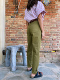 Pantaloni in denim verde oliva