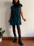 Abito stile 60s paillettes verde e blu