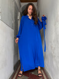 Abito lungo con cintura bluette