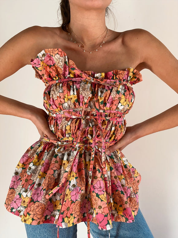 Top handmade fiorato chiaro