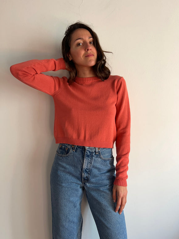 Maglione corto corallo