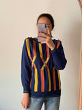 Maglione giapponese blu giallo arancio